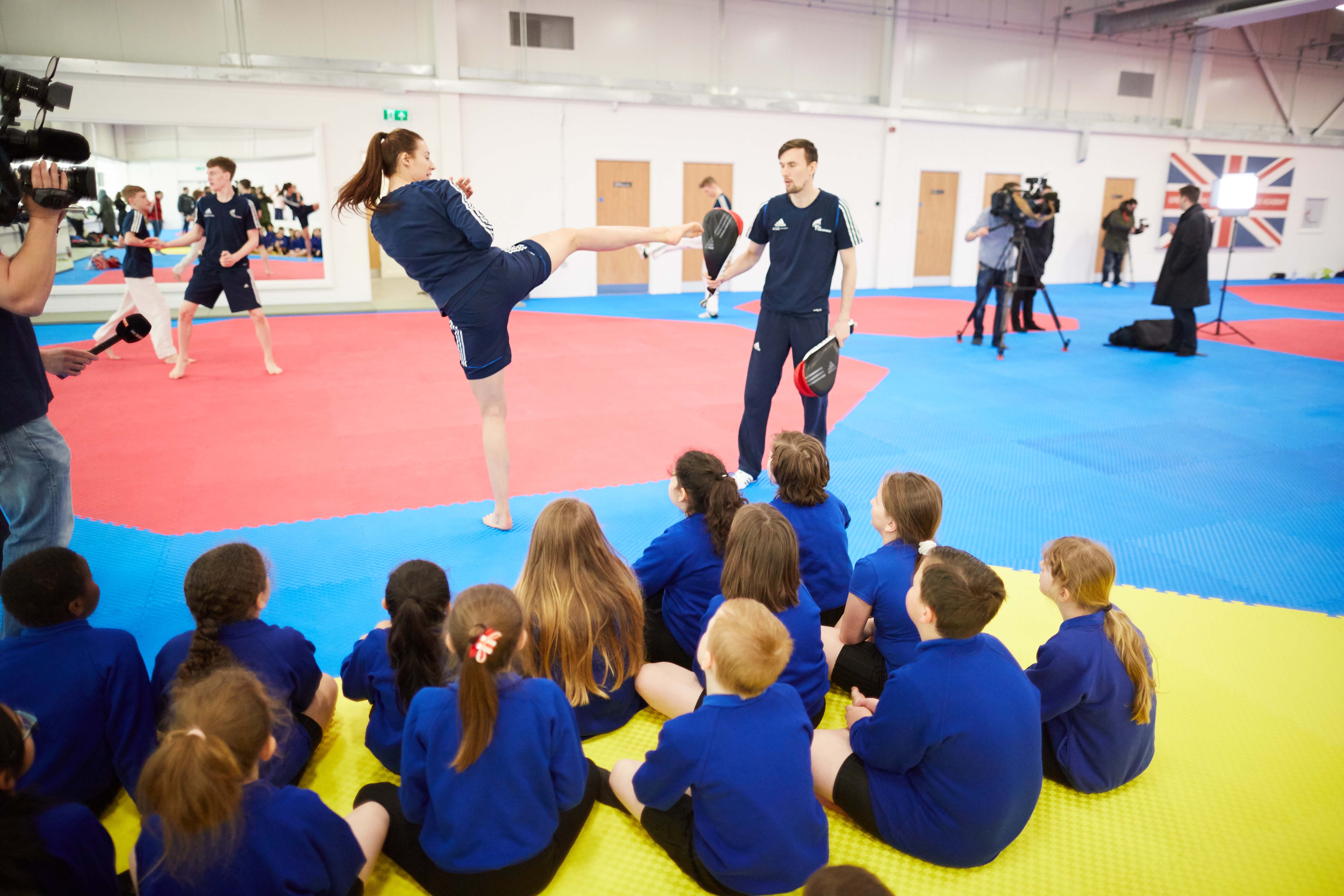 National Taekwondo Centre in Manchester official opening of the new Centre after a £3m transformation. Pictured children watching the experts