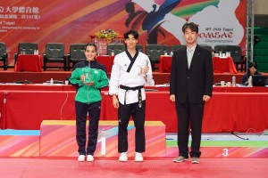 Awarding ceremony of recognized poomsae MVPs, Jaewon LEE (KOR, Right), Paula FREGOSO (MEX, Left) at day 4